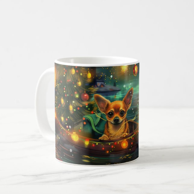 Mug Chihuahua Noël Festive Voyage (Devant gauche)