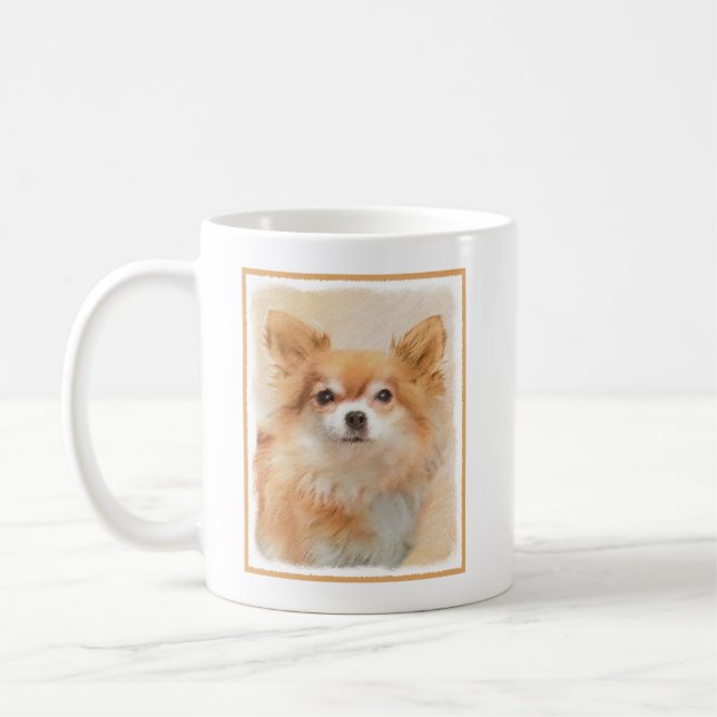 Mug Chihuahua Peinture de Chien à long Haired Art orig (Gauche)
