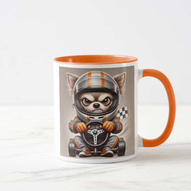 Mug Chihuahua pilote de course en karting. (Droite)