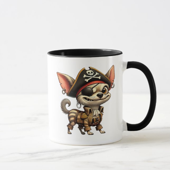 Mug Chihuahua pirate avec chapeau et tenue corsaire. (Droite)