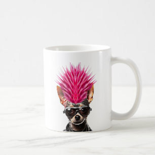 Mug Chihuahua Rock Punk Crête Rose Amoureux de Musique