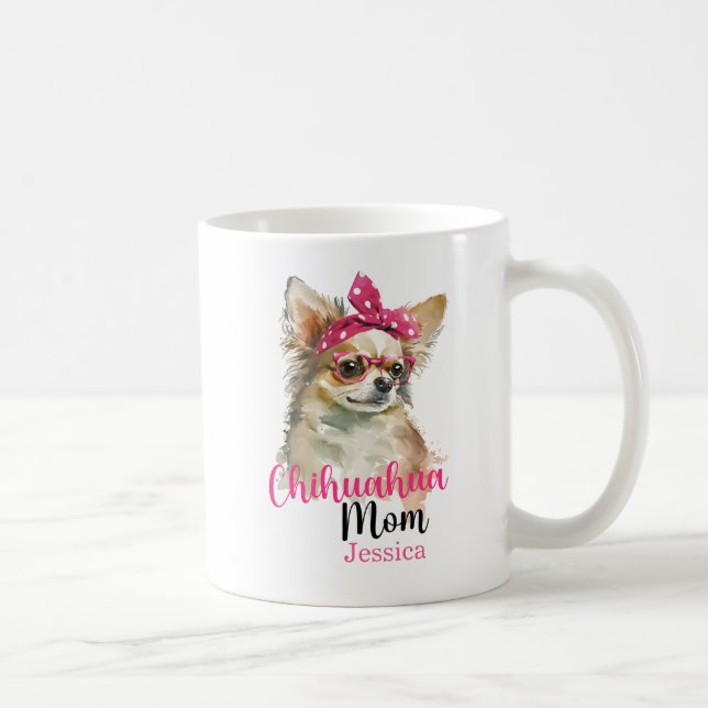 Mug Chihuahua rose mignon Personnalisé Chien Maman (Droite)