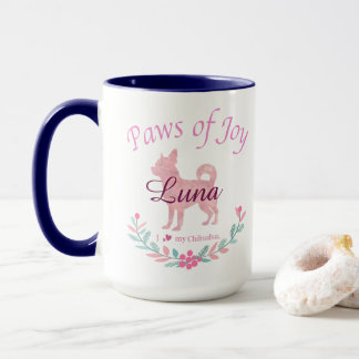 Mug Chihuahua Rose Pâle Moderne de Noël | Personnalisé