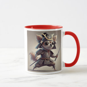 Mug Chihuahua samouraï, un guerrier intrépide.