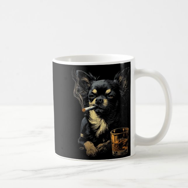 Mug Chihuahua Smoking Cigarette Whisky Lover Funny Dog (Droite)