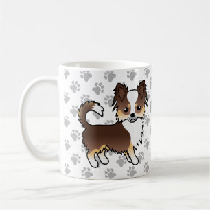Mug Chihuahua tricolore à poil long et pattes au choco