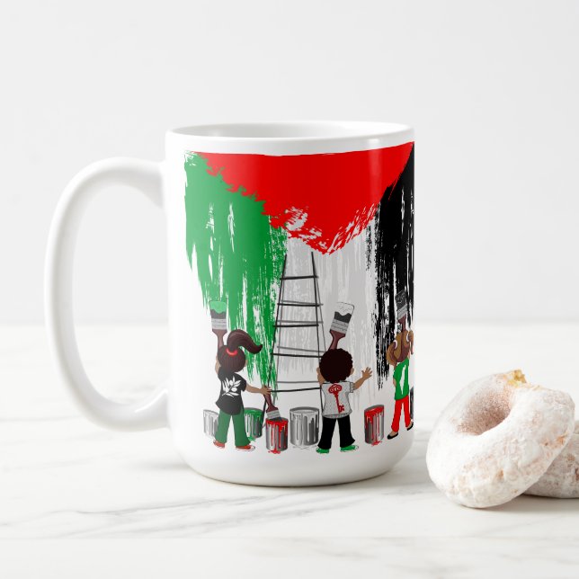Mug Children of Gaza Painting Palestine Flag  (Avec donut)