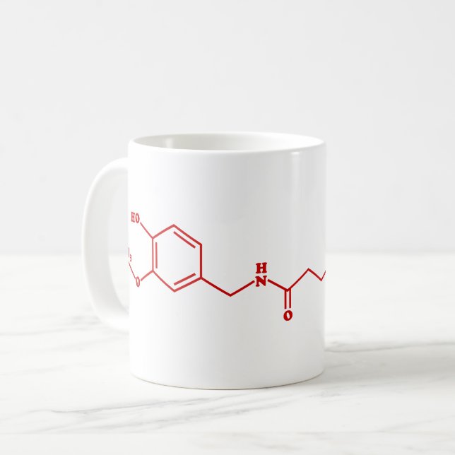 Mug Chili Capsaicin Formule chimique moléculaire (Devant gauche)