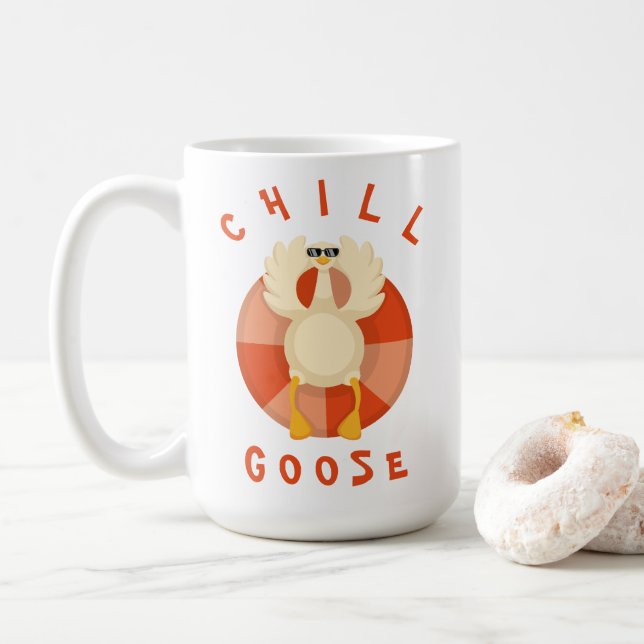 Mug Chill Goose Funny Beach Vacances été Piscine flott (Avec donut)
