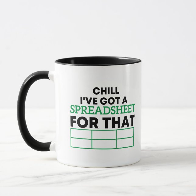 Mug Chill J'ai une feuille de calcul pour ces feuilles (Gauche)