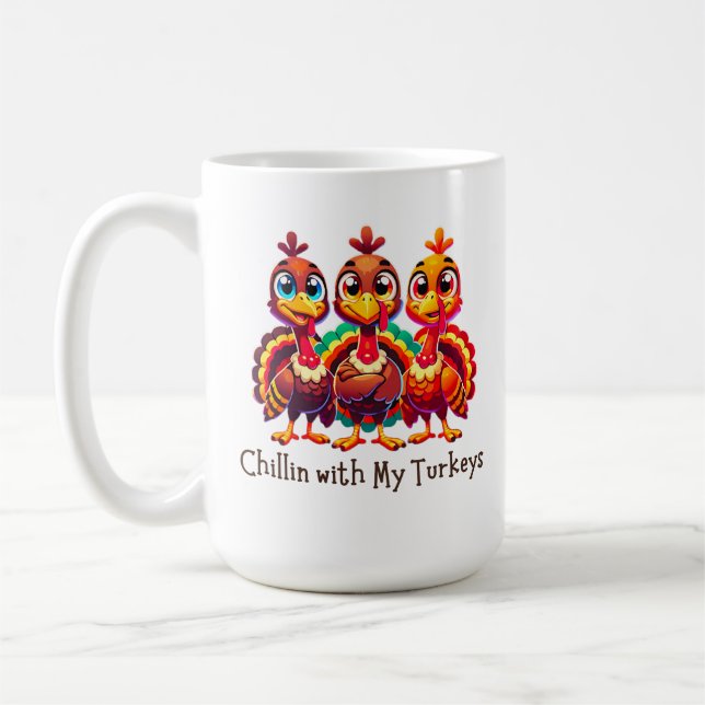 Mug Chillin avec mes clés Thanksgiving Amusant (Gauche)