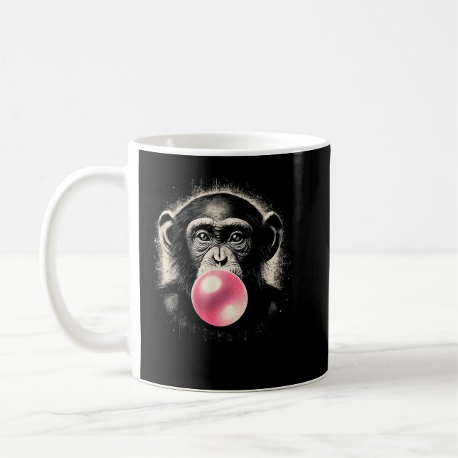 Mug Chimpanzé Chimp rose Ape Chevrolet Bulle de gomme  (Gauche)