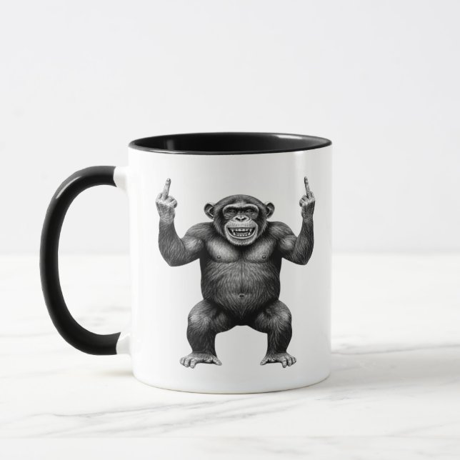 Mug Chimpanzé Double Doigt D'honneur  (Gauche)