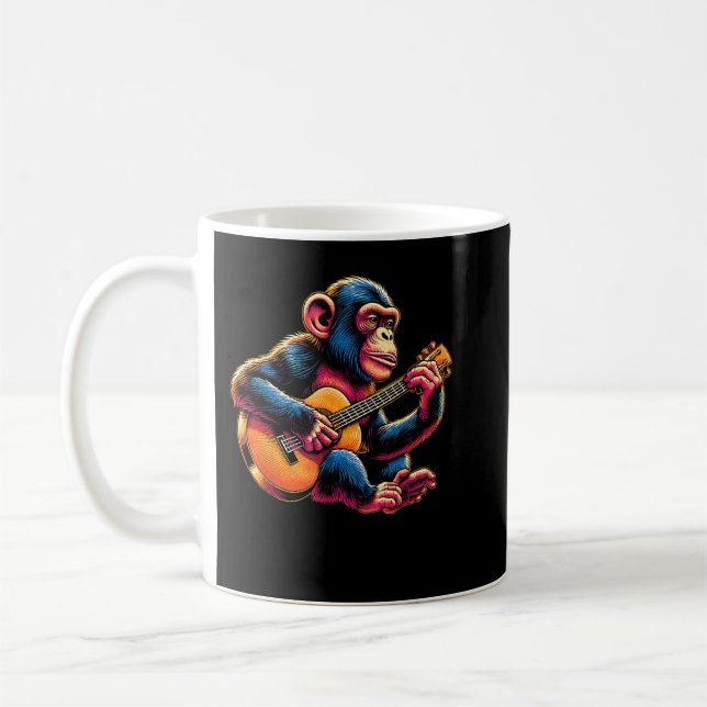 Mug Chimpanzé Jouer Guitare Chimps Singe Guitariste (Gauche)
