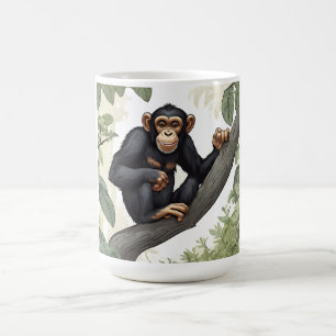 Mug Chimpanzé mignon sur la branche accueille