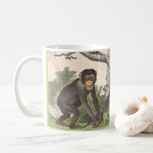 Mug Chimpanzé singe de la jungle Aquarelle Vintage