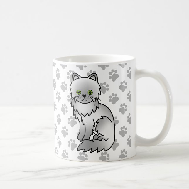 Mug Chinchilla Gris Persan Mignon Chat de Dessin Animé (Droite)