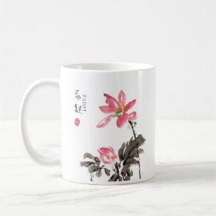 Mug Chine Peinture à la main Aquarelle Floral Lotus Ca