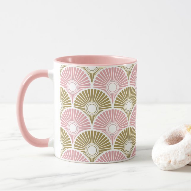 Mug Chine rose et laiton Semi Cercle Vague Motif M (Avec donut)