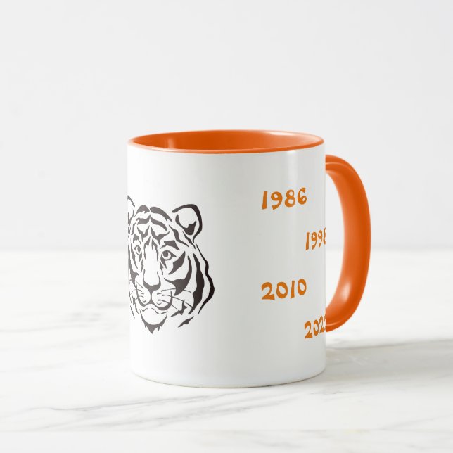 Mug Chinois années Tigre illustration noir blanc (Devant droit)