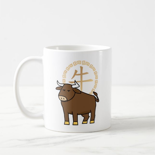 Mug Chinois lunaire Nouvel An Ox taureau argent chance (Gauche)