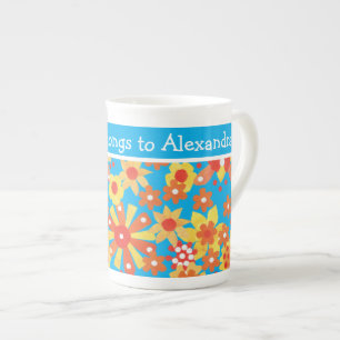 Mug Chinois Os Personnalisé, Fleurs Orange Ditzy