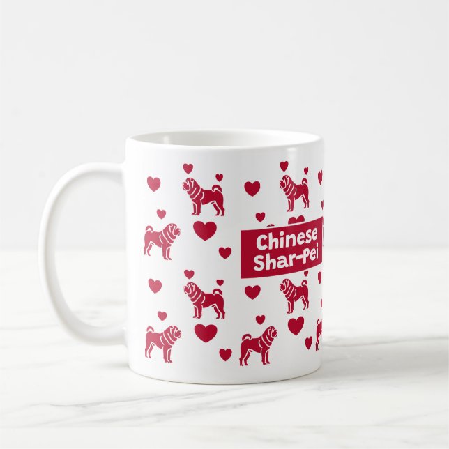 Mug Chinois Shar-Pei Avec Coeur Rouge (Gauche)