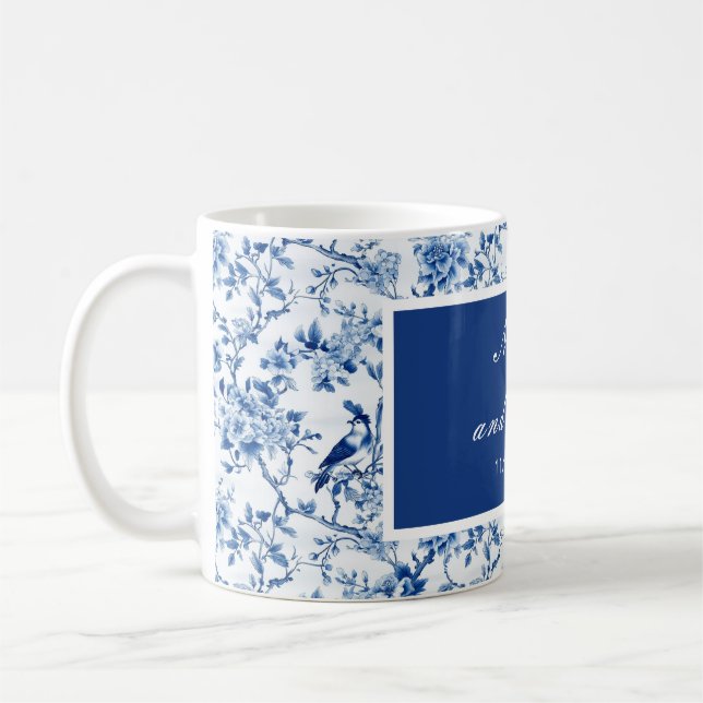 Mug Chinoiserie Blue Birds and Flowers Wedding (Gauche)