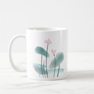 Mug Chinoiserie Chinoise Lave-encre peinture Lotus Flo