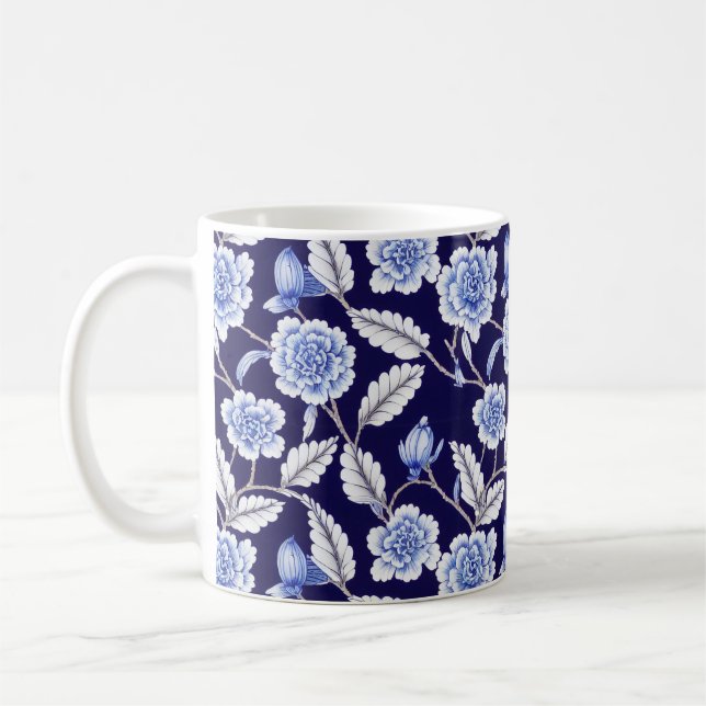 Mug Chinoiserie Delft Blue Floral Porcelaine Motif (Gauche)