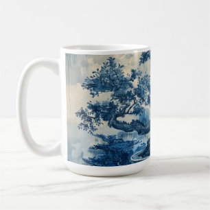 Mug Chinoiserie Design en porcelaine bleue et blanche