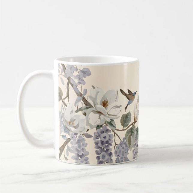 Mug Chinoiserie Élégante Fleurs et Oiseaux (Gauche)