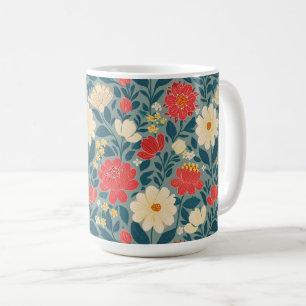 Mug Chinoiserie florale rouge, verte et crème