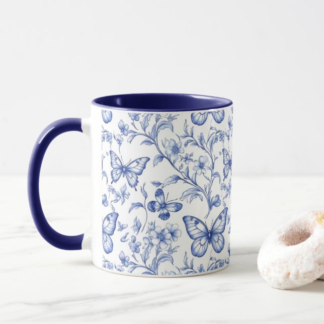 Mug Chinoiserie Toile De Jouy Motif (Avec donut)