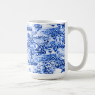 Mug Chinoiserie toile, saule bleu, porcelaine bleue  