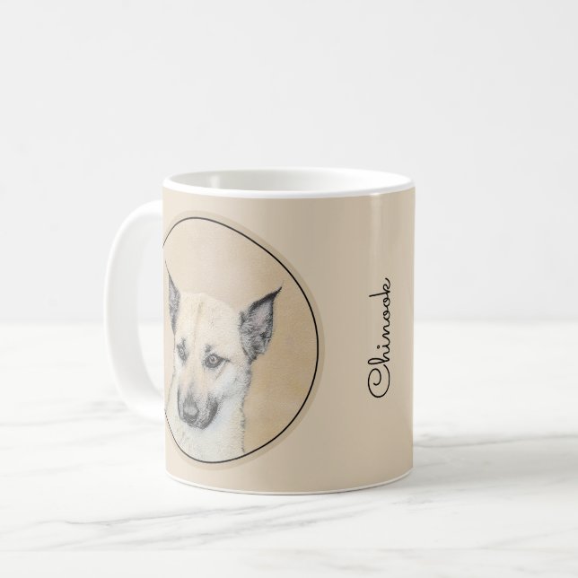 Mug Chinook (Oreilles Pointées) Peinture - Art Chien o (Devant gauche)
