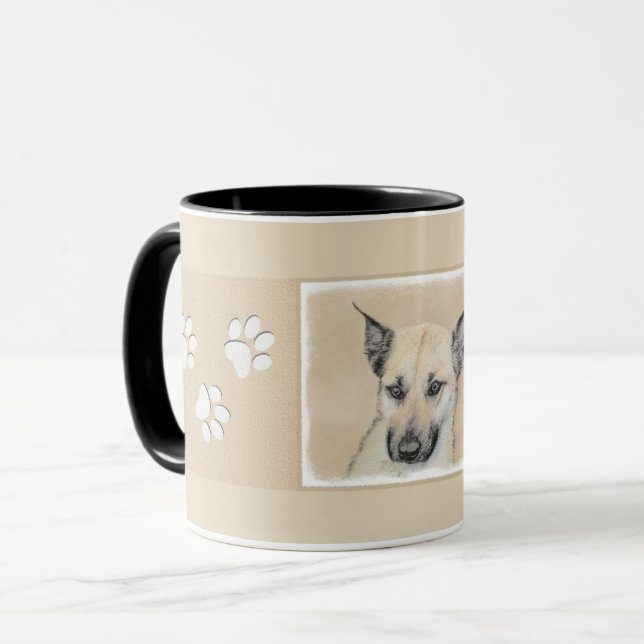 Mug Chinook (Oreilles Pointées) Peinture - Art Chien o (Devant gauche)
