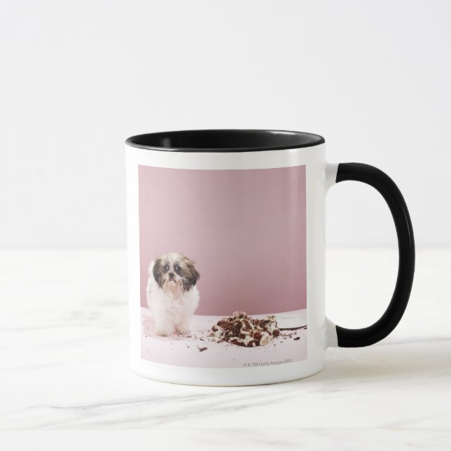 Mug Chiot avec le gâteau sur le plancher (Droite)