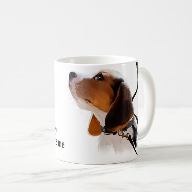Mug Chiot beagle en laisse (Devant droit)