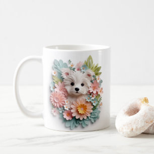 Mug Chiot blanc pastel imprimé 3D