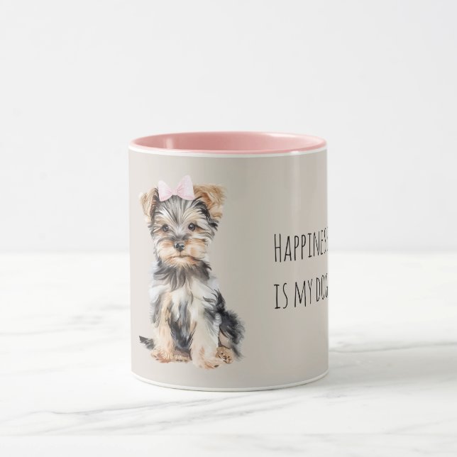 Mug Chiot brun sucré avec un nœud (Centre)