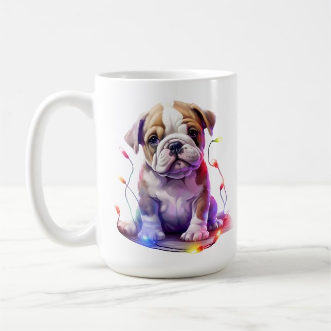 MUG CHIOT BULLDOG ADORABLE DE NOËL (Gauche)