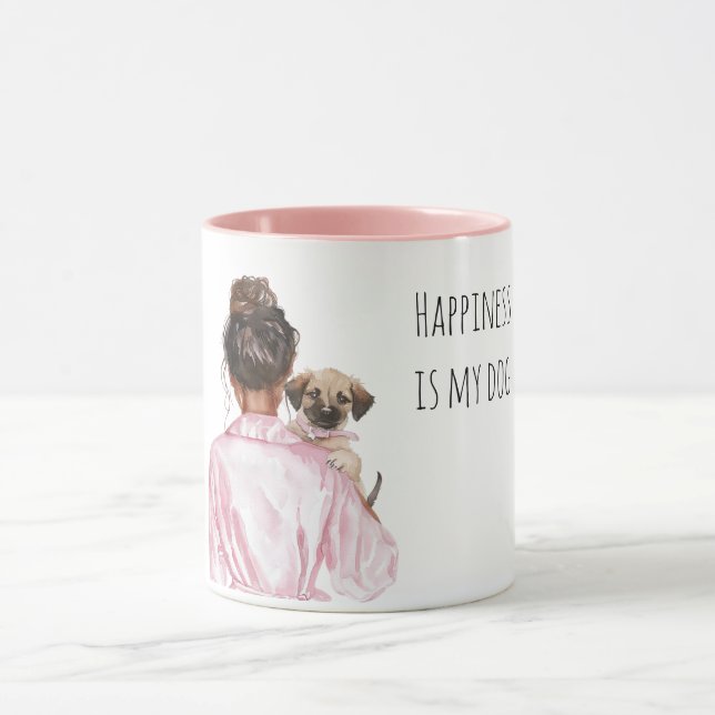 Mug Chiot crème blanche mère chienne noire lady (Centre)