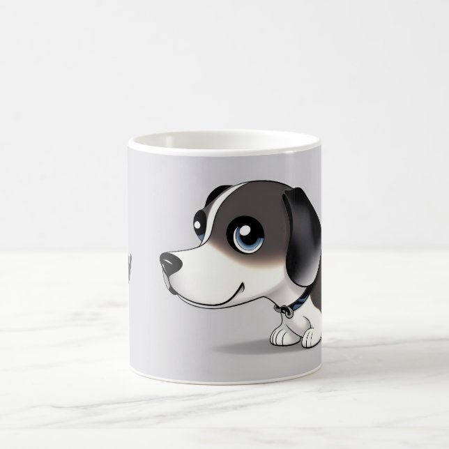 Mug Chiot de dessin animé adorable avec des yeux brill (Centre)