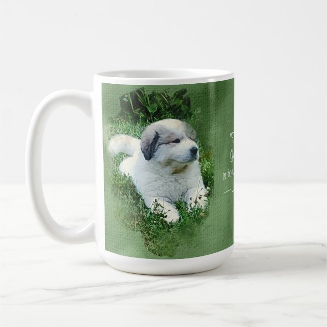 Mug Chiot de Grands Pyrénées d'aquarelle - détente de (Gauche)