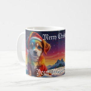 Mug Chiot de Noël avec chapeau de Noël
