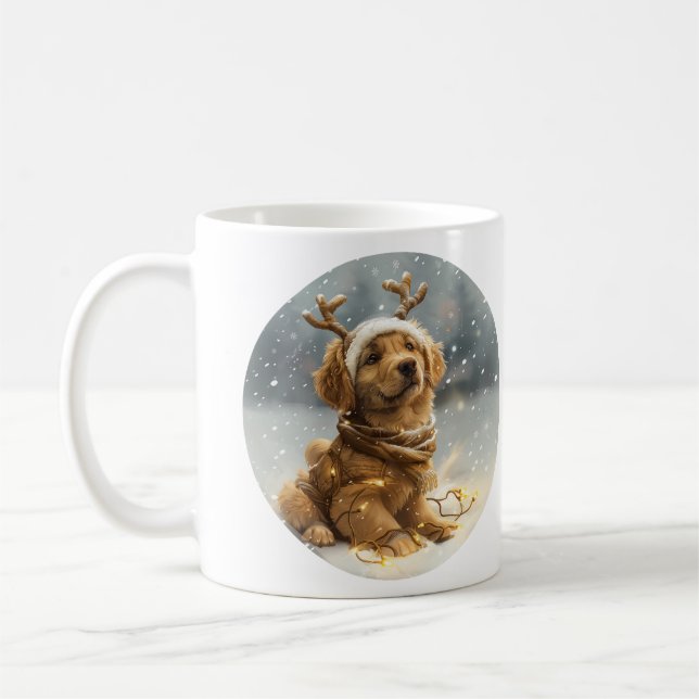 Mug Chiot de Noël Golden Retriever (Gauche)