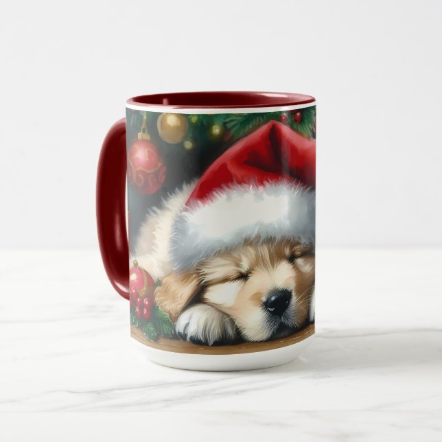 Mug Chiot de Noël Golden Retriever (Devant gauche)