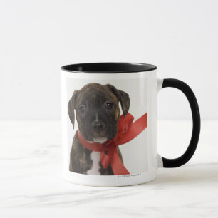Mug Chiot de Pitbull portant le ruban rouge