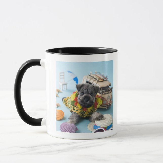 Mug Chiot de Schnauzer miniature et vacances d'été (Gauche)